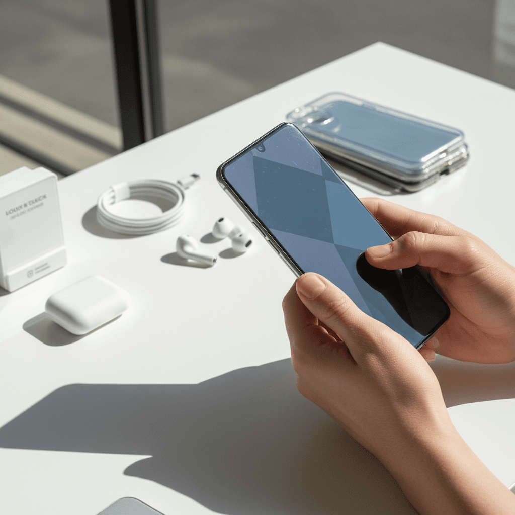 Graded refurbished iPhones and Samsung devices displayed for quality assurance