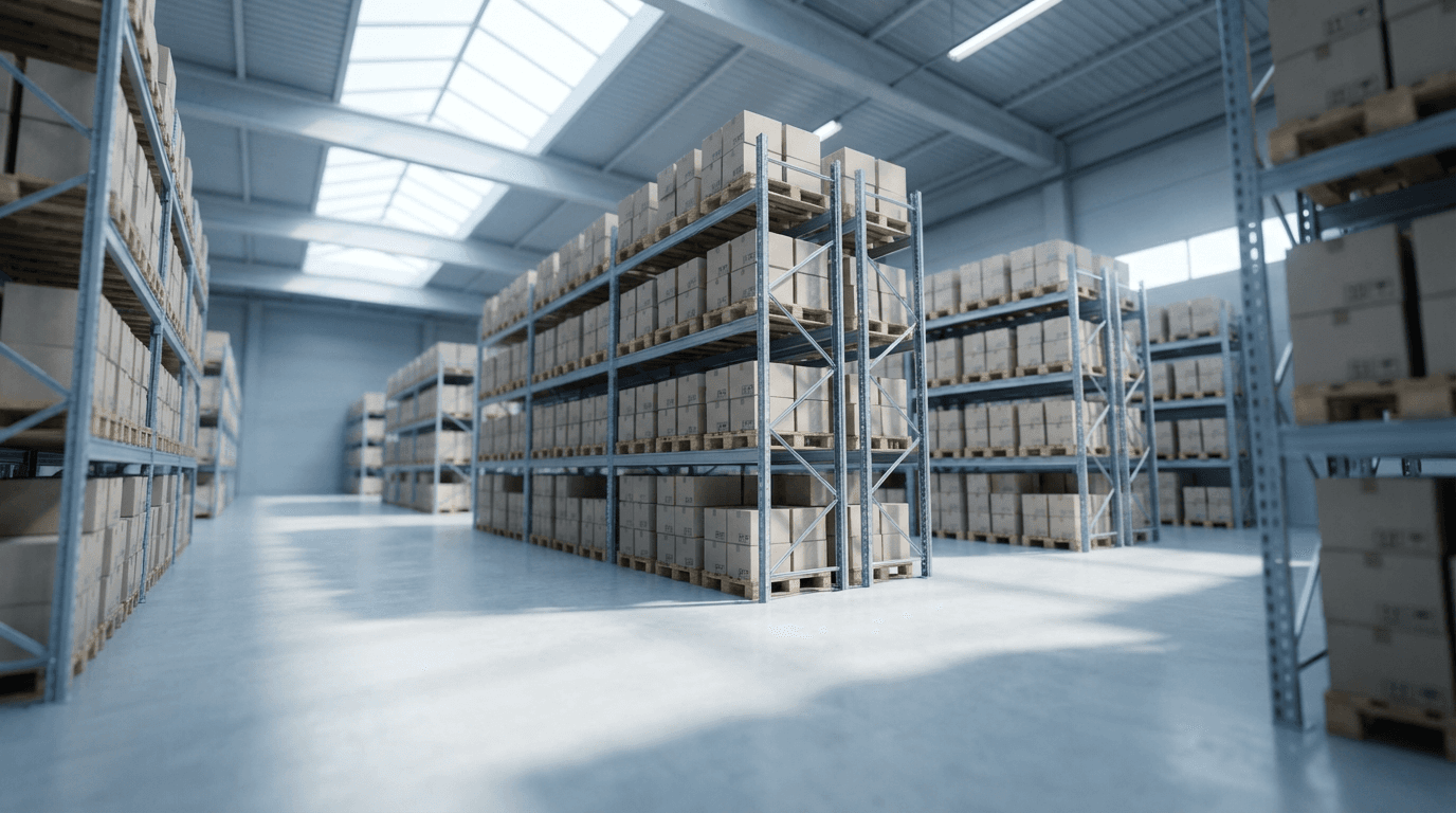 Organized refurbished device inventory in modern logistics warehouse